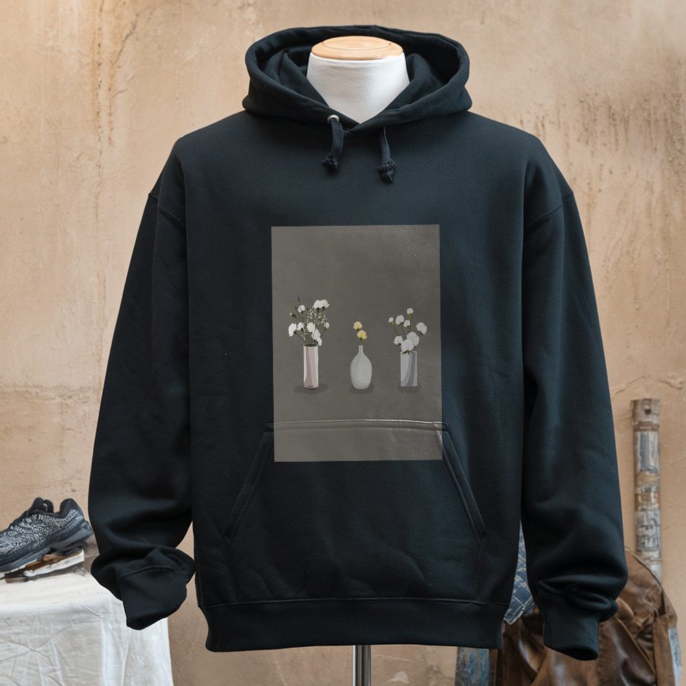 Blooming Billy Balls And White Carnations In Vases Design Hoodie